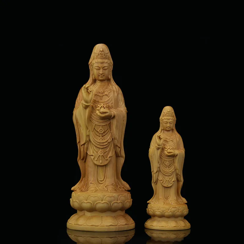 

Boxwood Wood Carved Buddha Head Buddha Statue Buddhism Guanyin Amulet Decor Figurines Craft