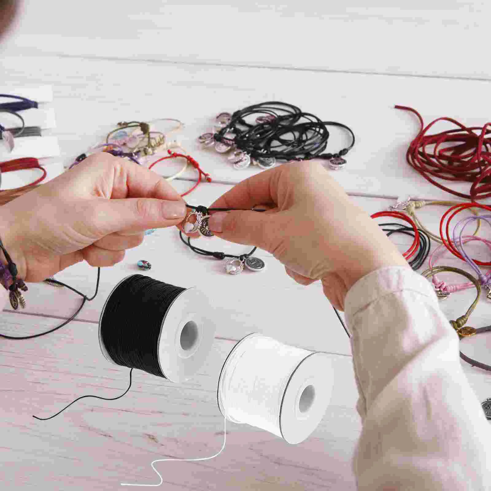 

2 Rolls Handmade Braided Rope DIY Necklaces Thread Beaded Bracelets Pendant Cord Wire