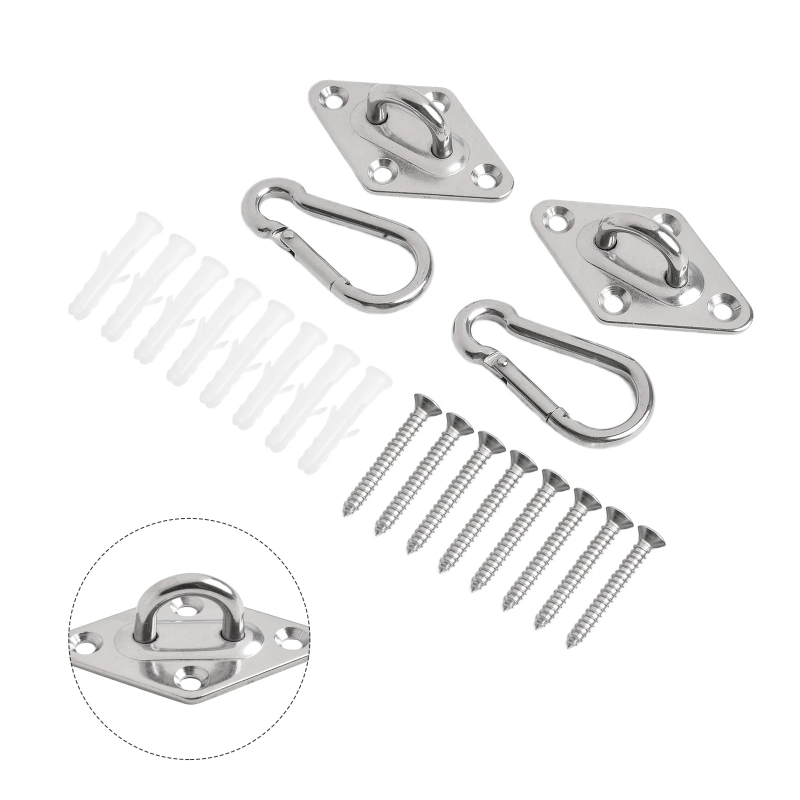 Description Picture 4 of itemHanging Hook Staple Ring Wall-Hook Heavy Duty Fixed Pad-Eye Plate Deck Door Buckle U-Shaped Ceiling Mount Hardware Tools