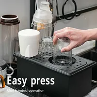 ที่ล้าง sloki kaca อัตโนมัติสำหรับโรงแรมบาร์กาแฟชานมถ้วยสีดำไม่มีช่องเปิดทำจากสเตนเลสสตีล 2