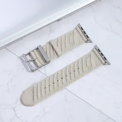 En Mer Bleu Nuit Nylon Loop Watch Band Bracelet - 42mm Series 11 10 (Wheat - colored)