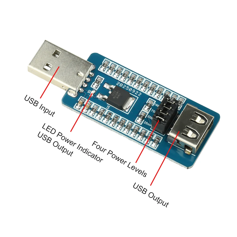 DC5V 전원 공급 장치 강화기 USB 전원 분배기 모듈/USB A 파워 뱅크 가상 부하 안티 셧다운 모듈 충전 보호 도구