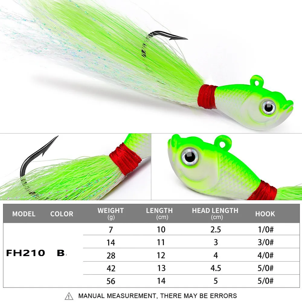 Bucktail Jigs Kopfhaken 3D Augen Köder 7g 10g 14g Hirschhaar Federhaken Bart Jigging Köder Angeln – Detail 6