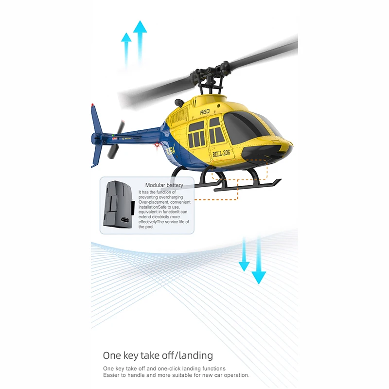 RC ERA A60 Rc Plane Helicopter 2.4G 6-Aixs Gyroscope 6ch Altitude Hold Optical Flow Bell 206 Mini Remote Control Helicopter Toys - 3