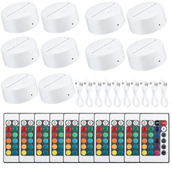 Multi-Color LED Light Base Display Stand with Remote Control - Set of 5/10/15 (10- Remote -White)