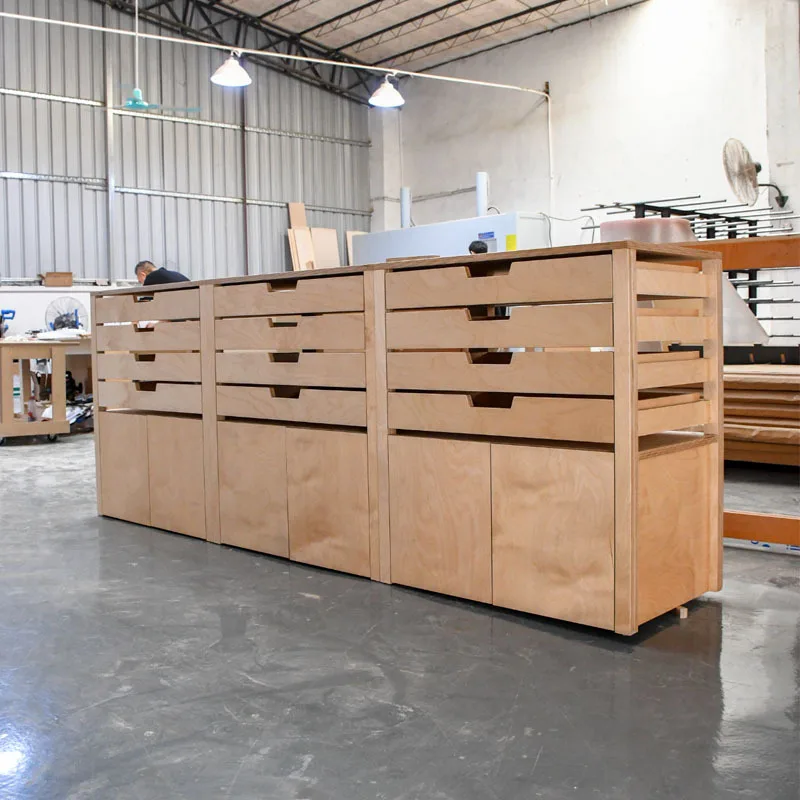 

Bedroom multi-layer storage cabinet ocean board solid wood living room wall integrated simple modern storage sideboard