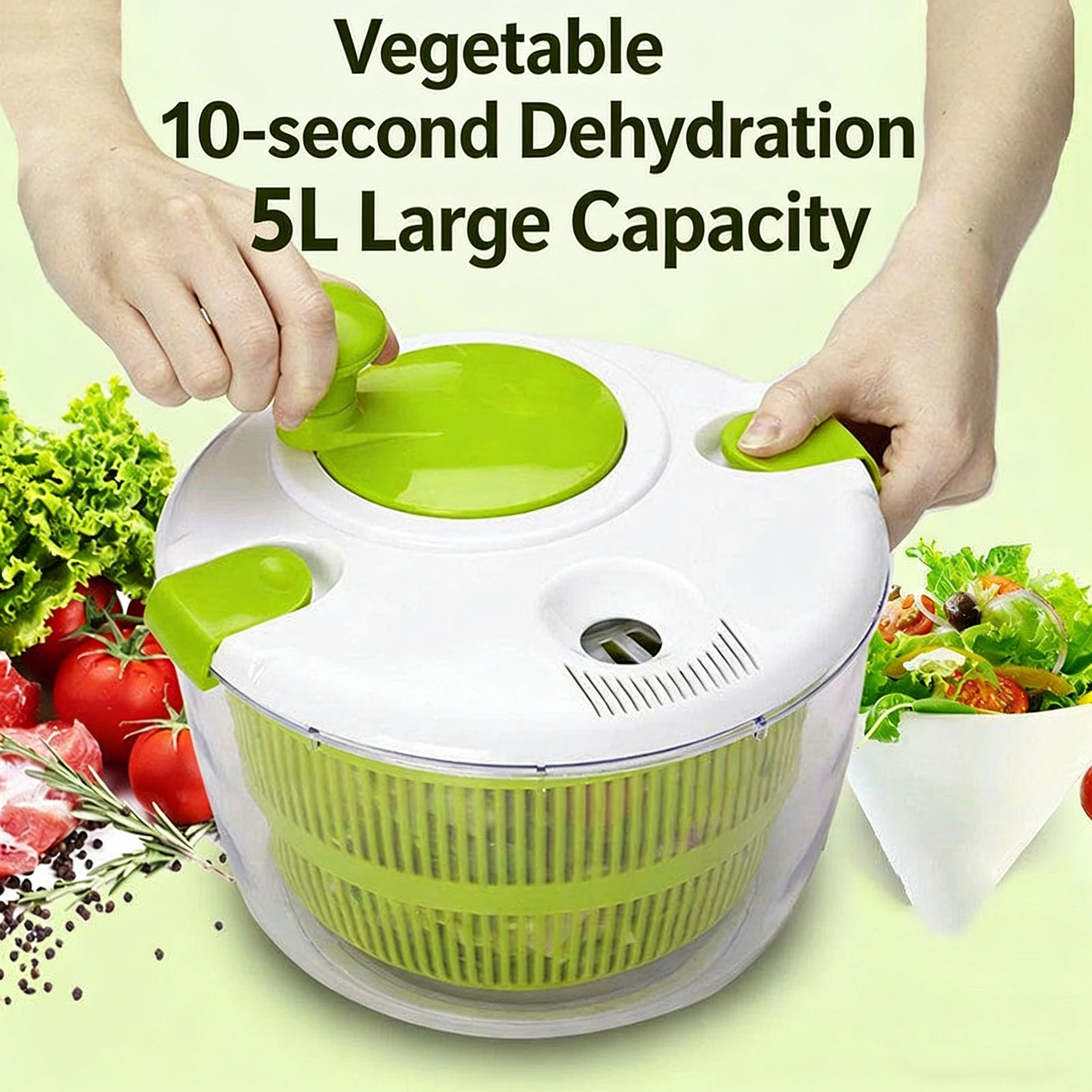 Multifunctional Manual Salad Rotary Dryer Vegetable And Fruit Quick Drying Kitchen Household Vegetable Dehydrator Food Dehydrato