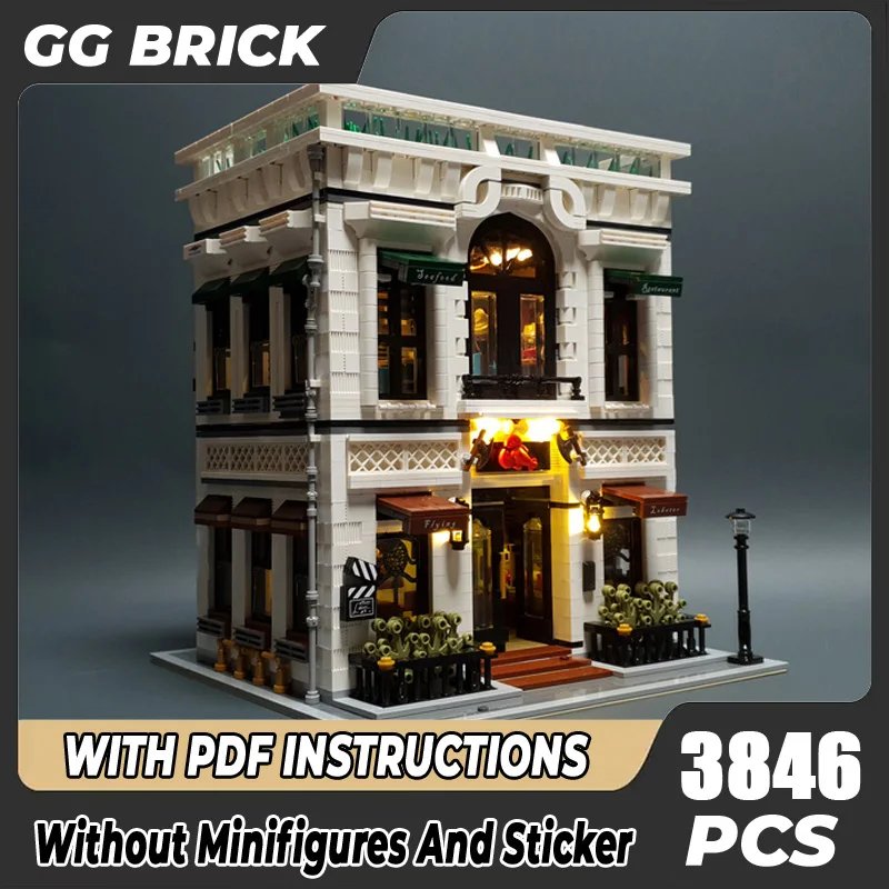 

Moc Building Block Modular Seafood restaurant Flying Lobster Model Technology Brick Assembly City Street View Toy Holiday Gift