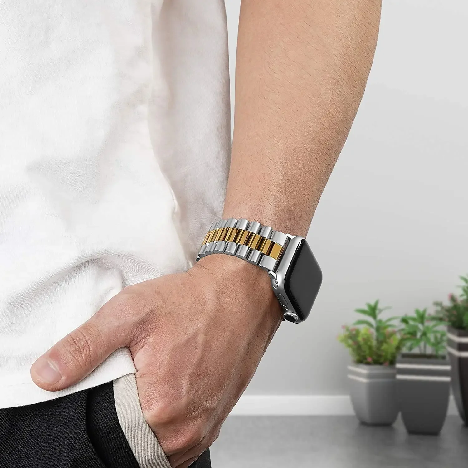 Premium Stainless Steel Metal Watch Strap Replacement Belt, Compatible with Apple Watch