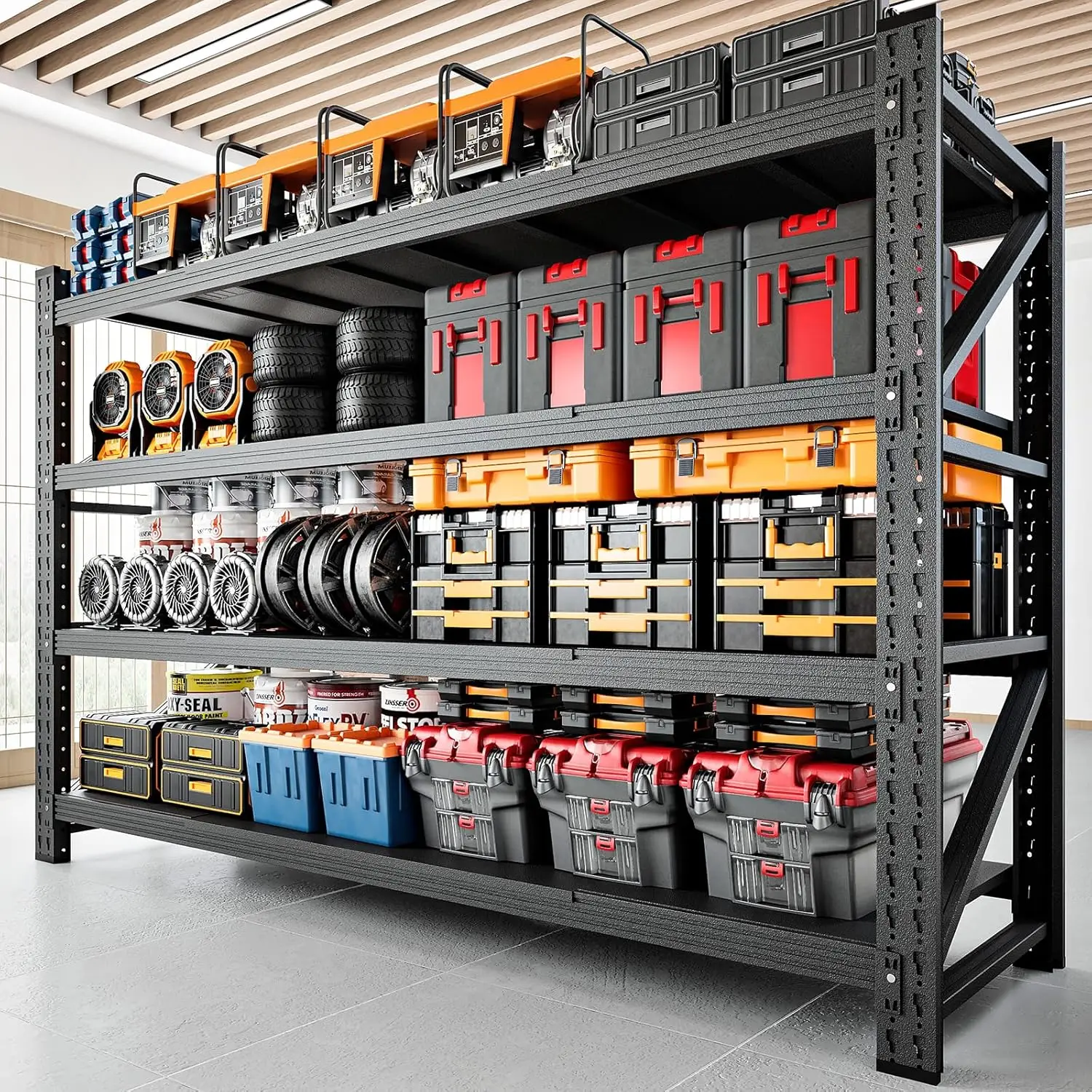 71" W Garage Shelving Heavy Duty Metal Adjustable Garage Shelves, Shelving Units Industrial Shelving for Warehouse