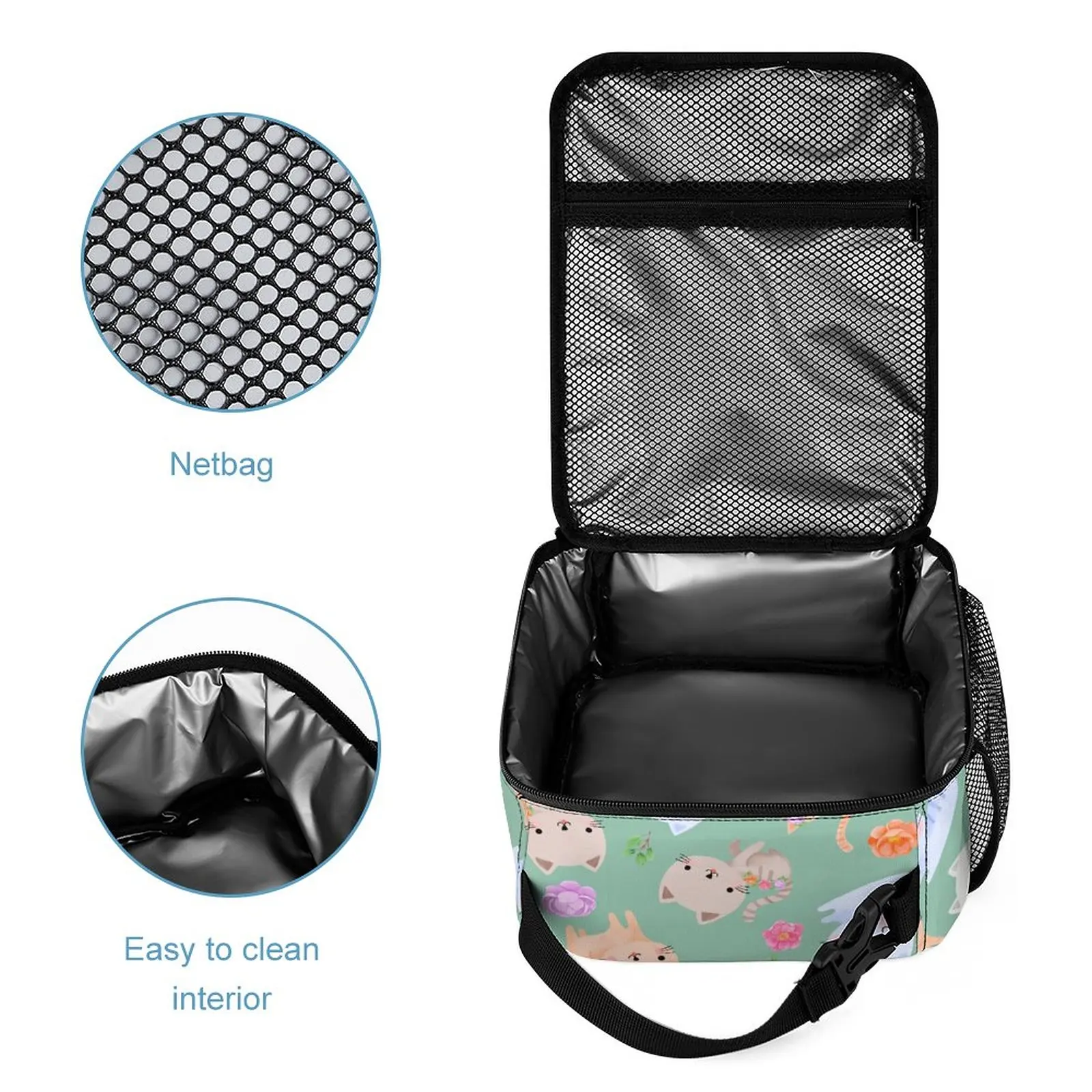 Cute Animal Print School Bag Backpack with Pencil Case Three-piece Set Book Bag Lunch Bag Large Capacity Mochila