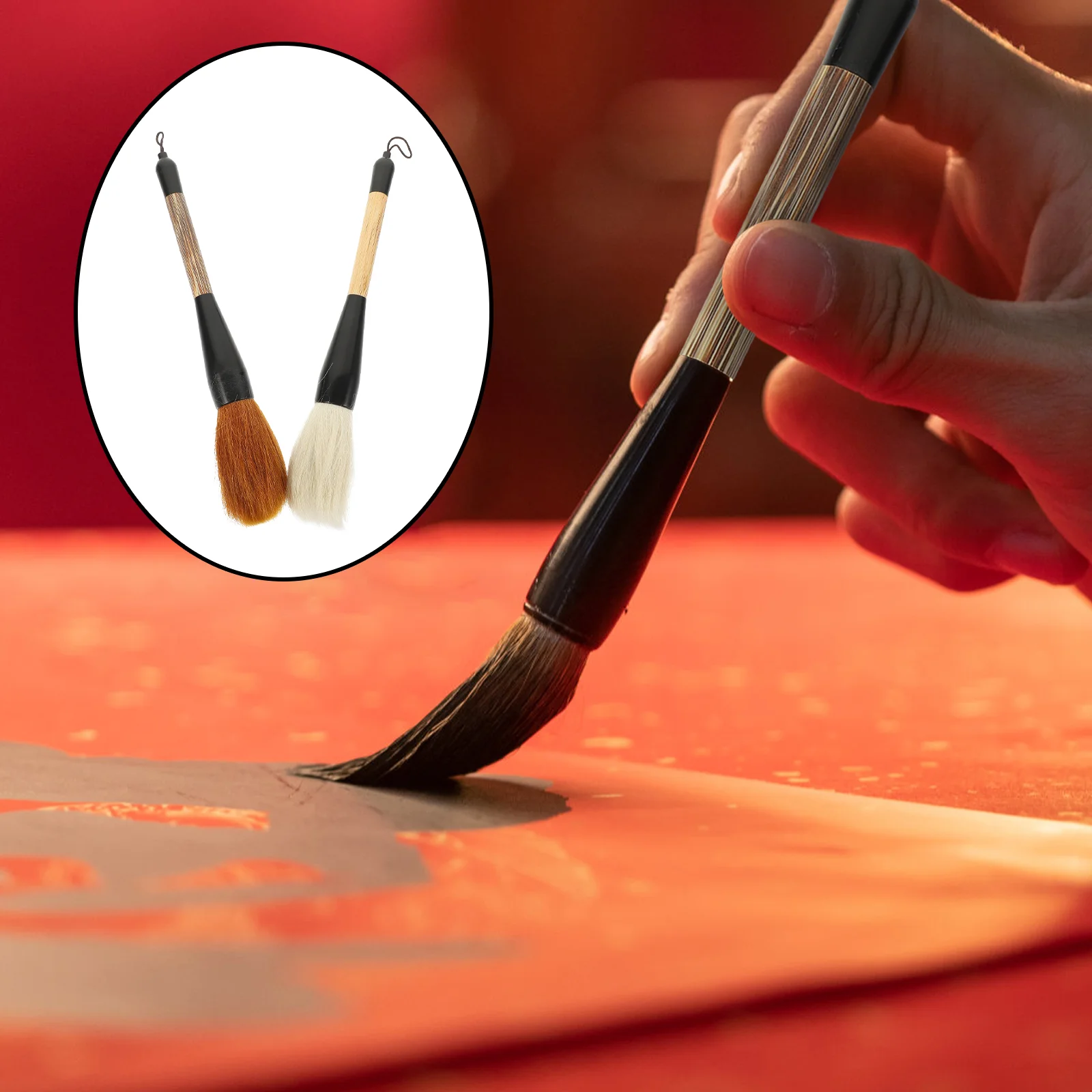 

2Pcs Beginner Painting Drawing Calligraphy Pen Brush School Writing Brush Pens