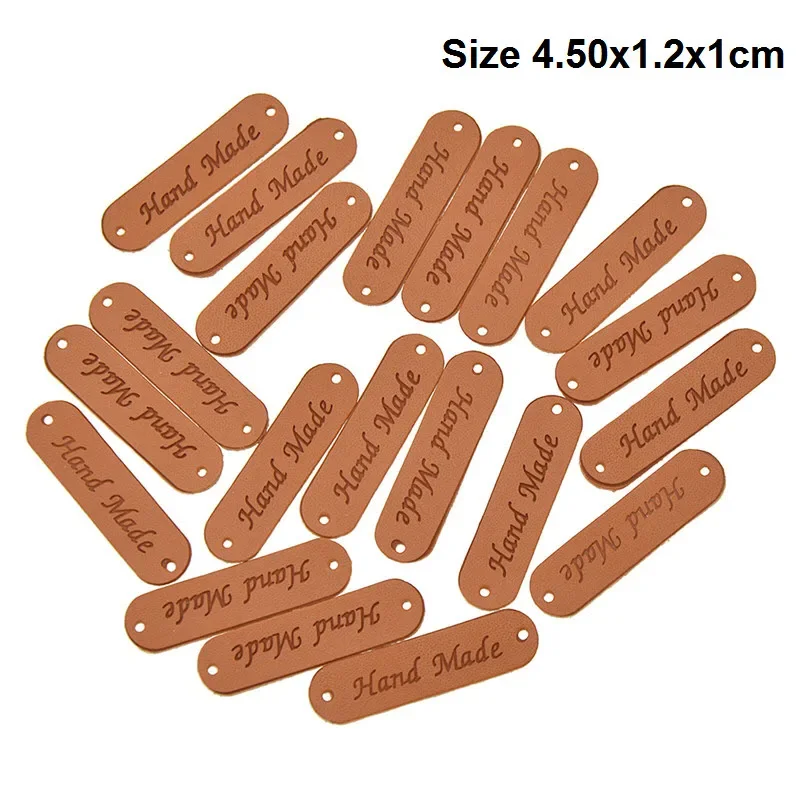 20Pcs Handmade Leather Labels Clothes Garment PU Tags Sewing Accessories