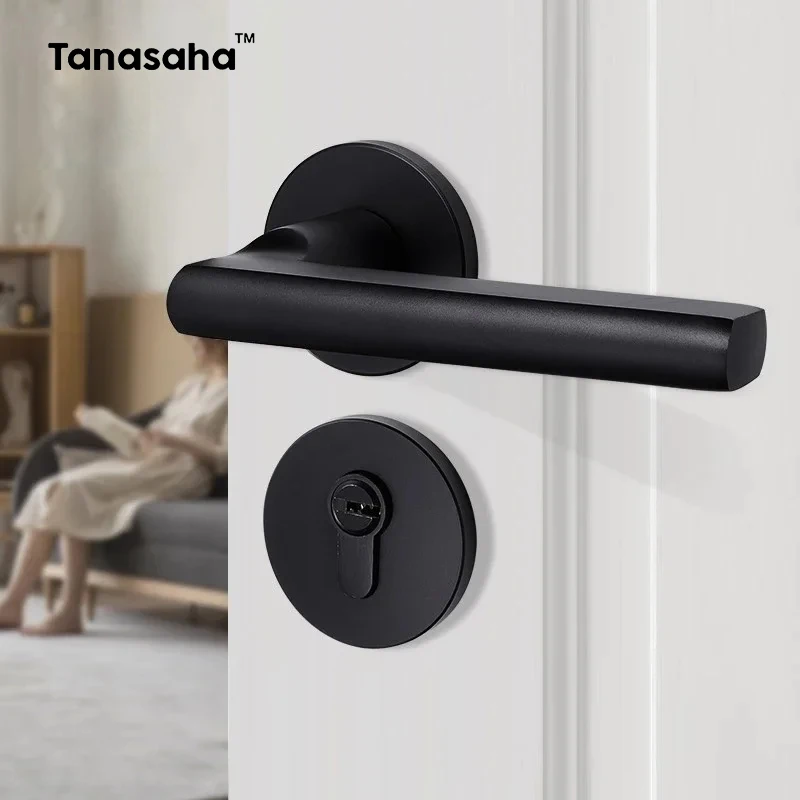 1 Pair Handle 304 Stainless Steel Door Handle Tube Hollow Spray Paint Frosted Black Round Cover Split Right Angle Door door handles