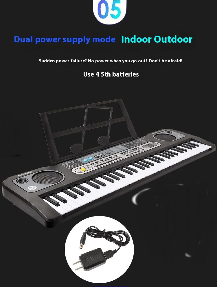 61 Keys Piano Keyboard, Electronic Digital Piano with Built-in Speaker Microphone, Portable Keyboard, Beginner Teaching Gift