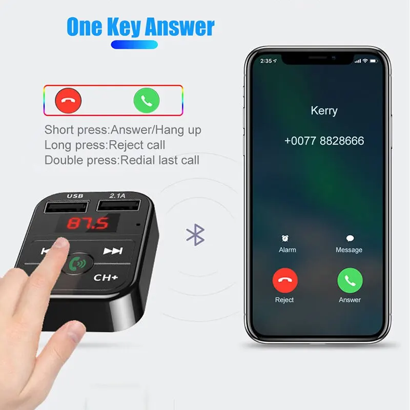 Bluetooth Mp3 Receiver Car Handsfree Call Fm Card Insertion Machine Usb Multifunction With Music Usb Drive