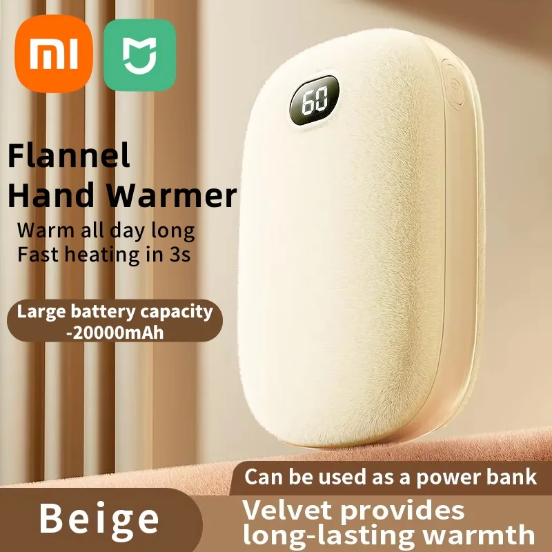 Portable Hand Warmer Xiaomi Rechargeable Flannel Portable Mini 20000 mAh Large Capacity Men Women Camping Travel Office