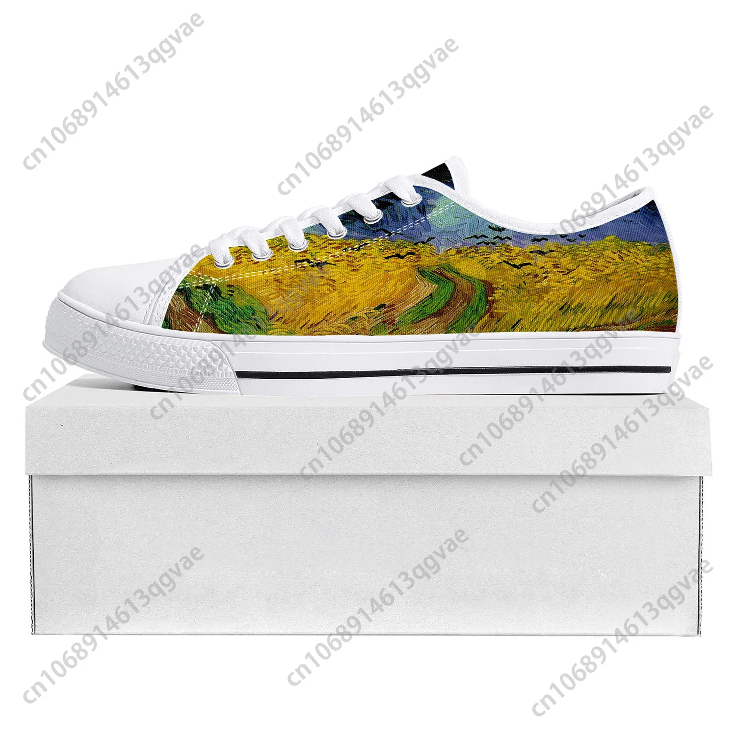 Van Gogh Oil Painting Rye Crows Low Top High Quality Sports Shoes Men Ladies Teenagers Canvas Shoes Couple Custom Shoes