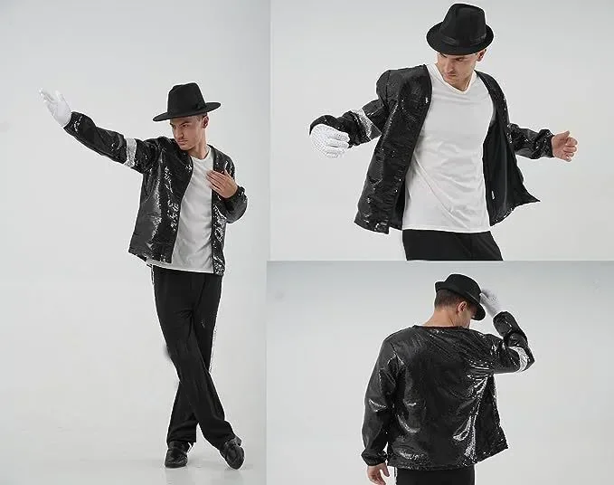 Michael Jackson Cosplay Costume Dance Imitation Stage Children's Adult Halloween Carnival Party 80s 90s Hip Hop Stage Out Cosshe