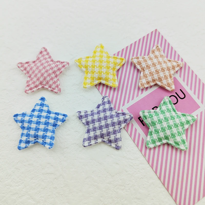 100Pcs 3CM Gingham Stern Applique Padded Patches Für Kleidung Hut Handwerk Nähen Liefert DIY Headwear Haar Clips Bogen decor – Detail 14