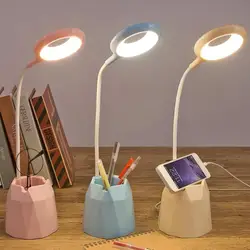 Table Lamp Pen Holder Lamp LED USB Charging Touch Bendable Desk Lamp Eye Protection Learning Night Light Learning Multi Function