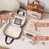 Three-in-One Large Capacity Makeup Bag, Waterproof PU Travel Bag, Portable Multi Functional Cute Cartoon Cat Pattern Storage Bag 4