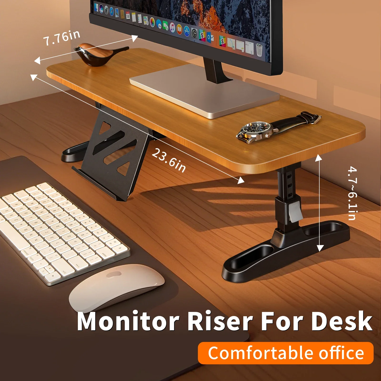 Oatsbasf Wooden Computer Monitor Stand Riser with Stand for Phone Tablet  Monitor Holder Height Adjustable Desk Keyboard Storage - AliExpress, image size:1600x1600