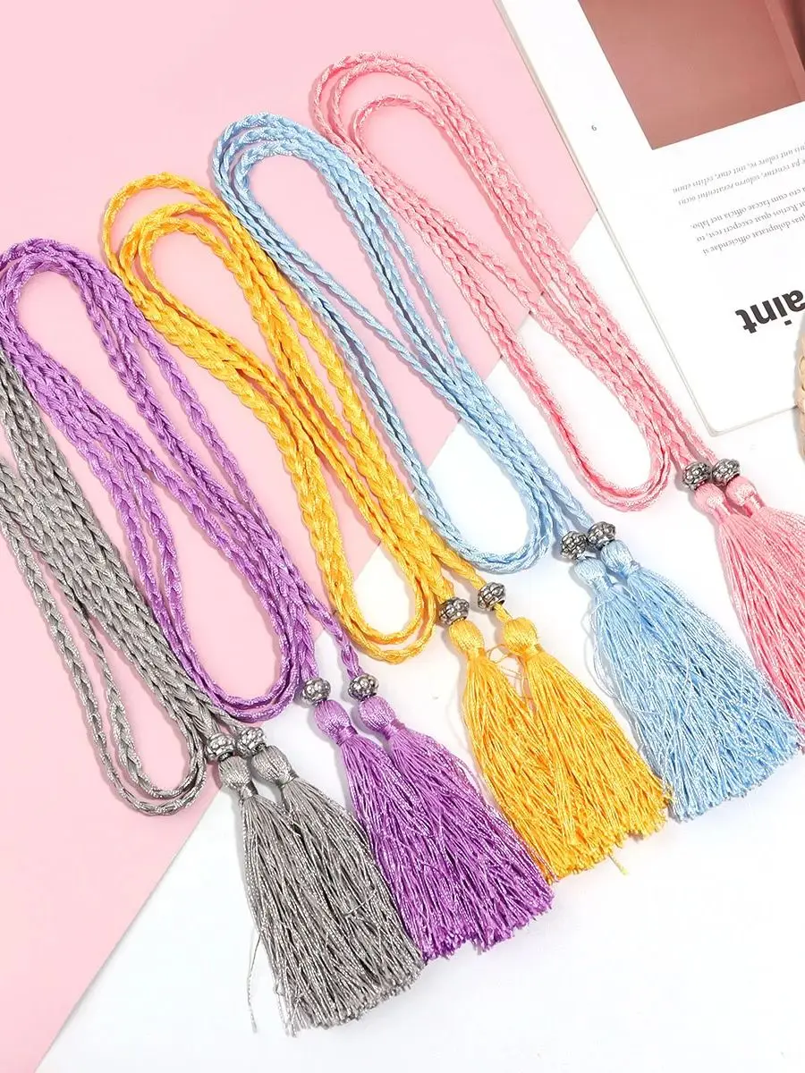 1 streifen/pack Geflochtene Quaste Gürtel Farbe Handgemachte Taille Gürtel für DIY Casual Kleidungsstück Party Geburtstag Kleid Dekoration Zubehör – Detail 6