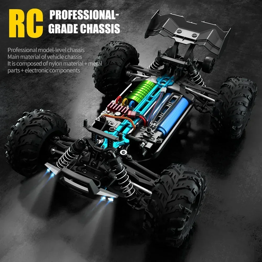 1:16 70KM/H 4WD RC Car With Led Lights 2.4G Radio High Speed Brushless Motor Remote Control Off-Road Cars for Children toys 4