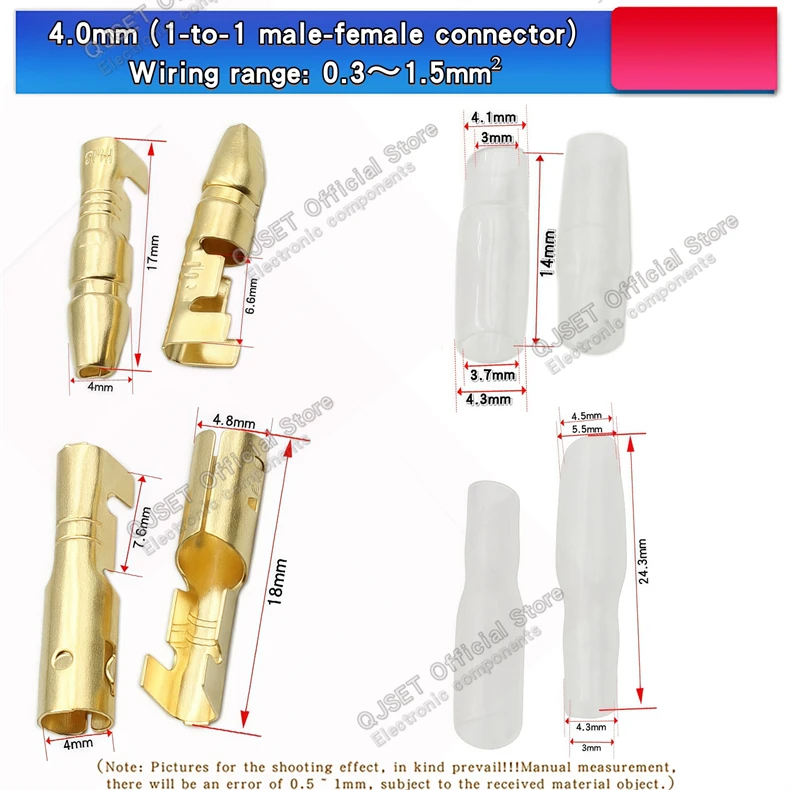50 Set 3,5 mm 4 mm Bullet Crimp Terminals Automotive Wire Connector Terminals Männliche und weibliche Docking Terminals Wire Connector Set – Detail 7