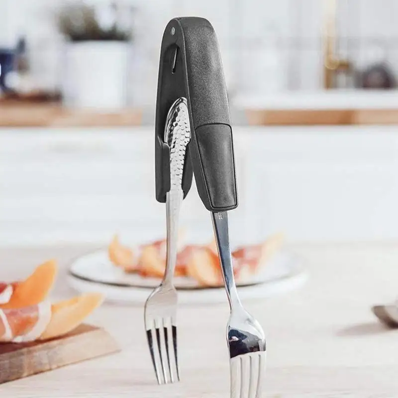 BBQ Tongs Steak Tongs for Inserting forks And Spoons Multi Functional Serving for BBQ Grilling Salad Cakes