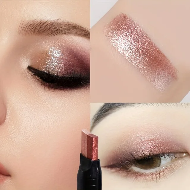 Glitter Double Color Gradient Eyeshadow Stick Pencil Two Tone Shimmer Metallic Lazy Eye Shadow Pen Waterproof 2 in 1 Eye Makeup 1