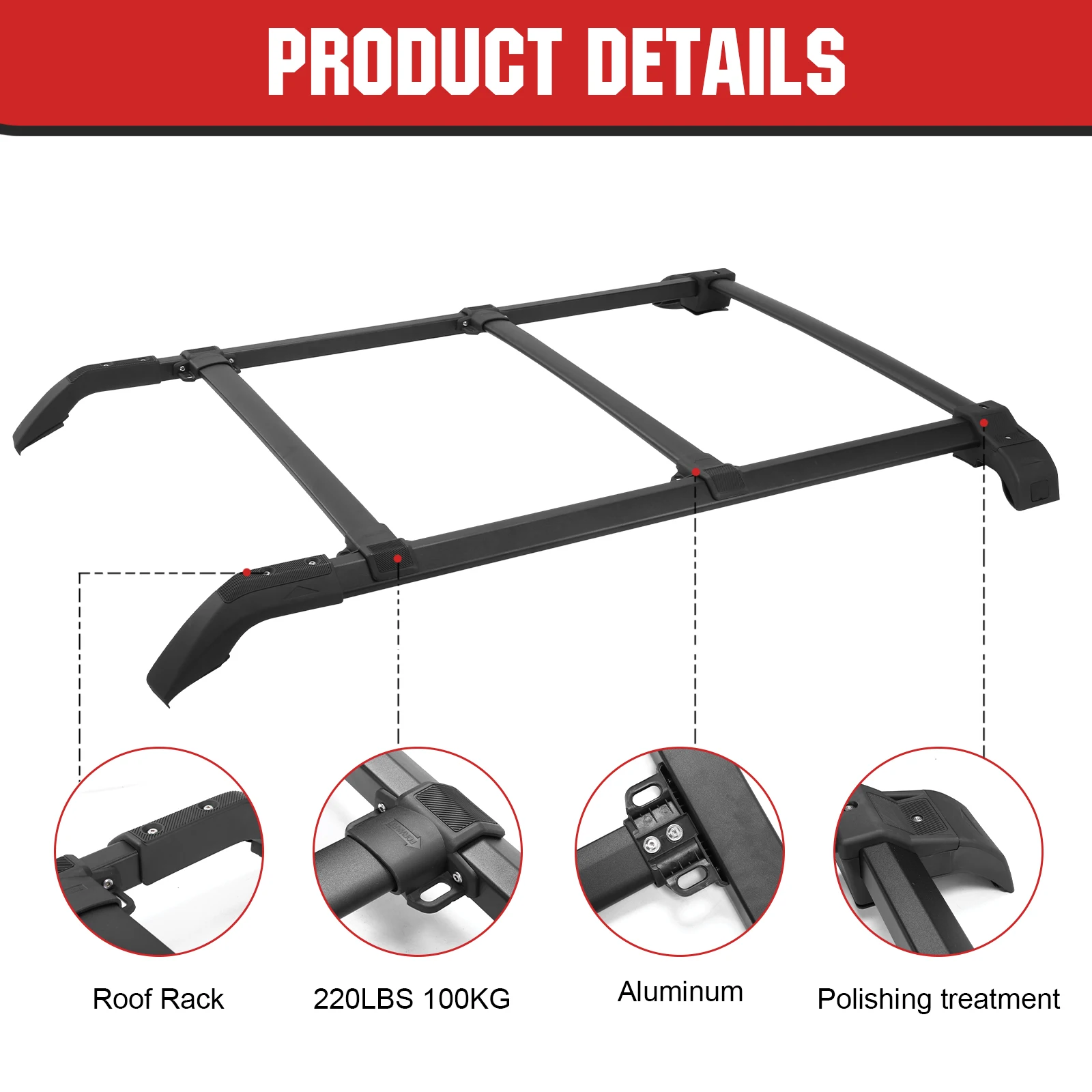 For Ford BRONCO Rooftop Cargo Rack Aluminum Alloy Expansion Luggage Rack Lightweight Rust Proof Platform Car Cargo Accrssories