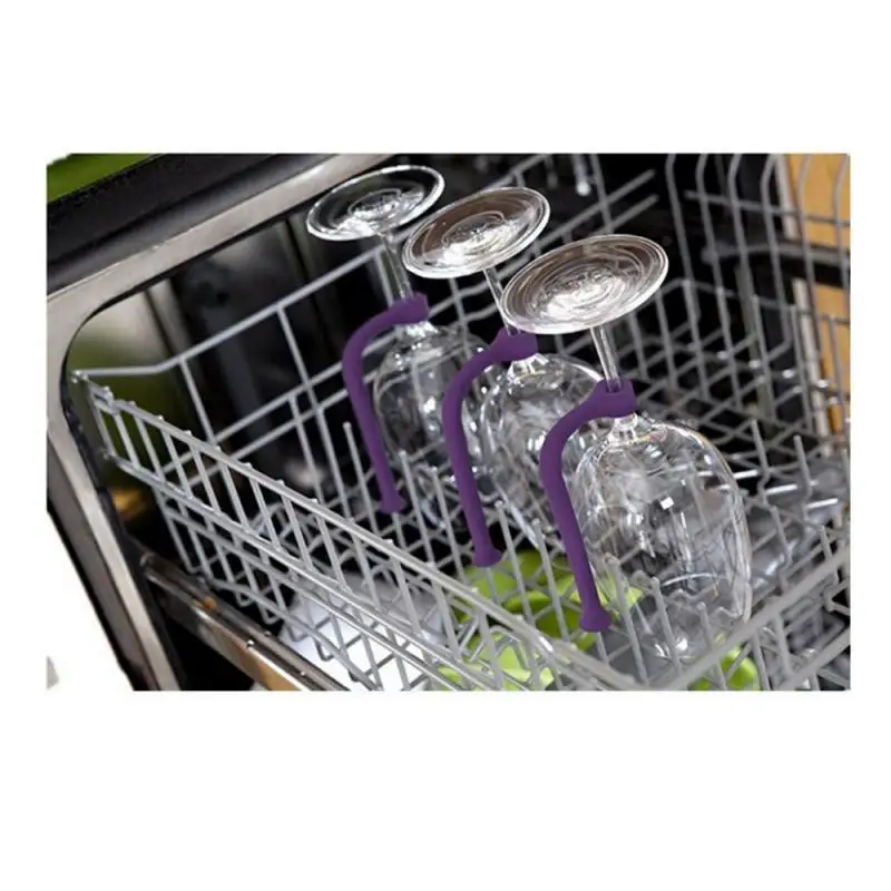 Red Wine Cup Holder Purple Flexible Washing Assistant High Quality Adjustable Bar Kitchen Tools Wine Glass Protector Dishwasher 4