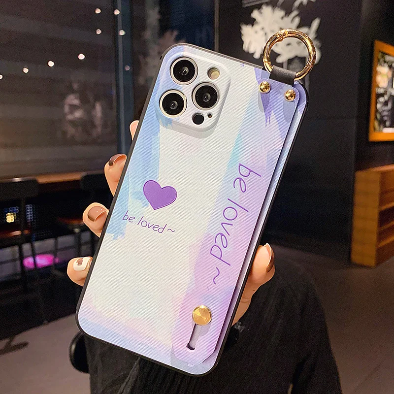 Gradient Color Wrist Strap Phone Case
