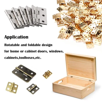 10-25pcs Mini Antique Brass Cabinet Hinges with Screws for Jewelry Gift Box Wooden Wine Chest Door Hardware