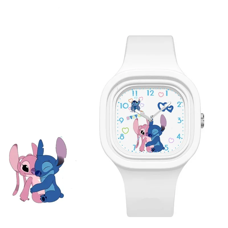 Disney Stitch Uhr für Kinder Mickey Mouse Minnie Cartoon Silikon Sport uhr niedlichen quadratischen wasserdichten Armbanduhr Kinder Geschenke