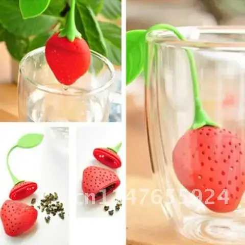 

Silicone Cute Tea Leaf Strainer Household Spice Infuser Strawberry Filter Diffuser Loose Herbal Teaware