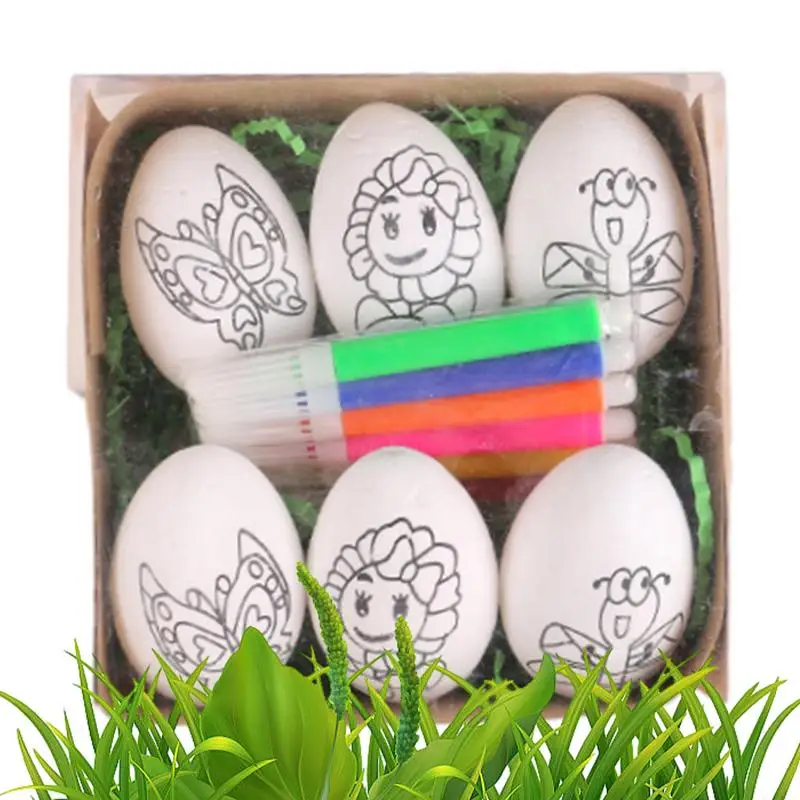 

Easter Egg Decorating Kit 6pcs DIY Easter Crafts Doodle Kit Coloring Eggs Arts And Crafts Set With 6 Markers Easter Basket