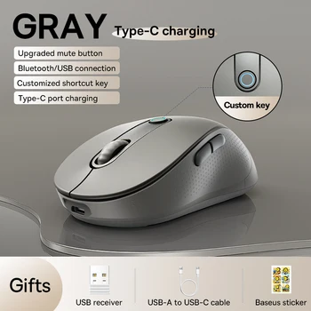 【New Upgrade】Baseus Rechargeable Wireless Mouse Type-C Charging Bluetooth 5.2 4000 DPI Computer Laptop Mute Mice Ergonomic Mouse 11