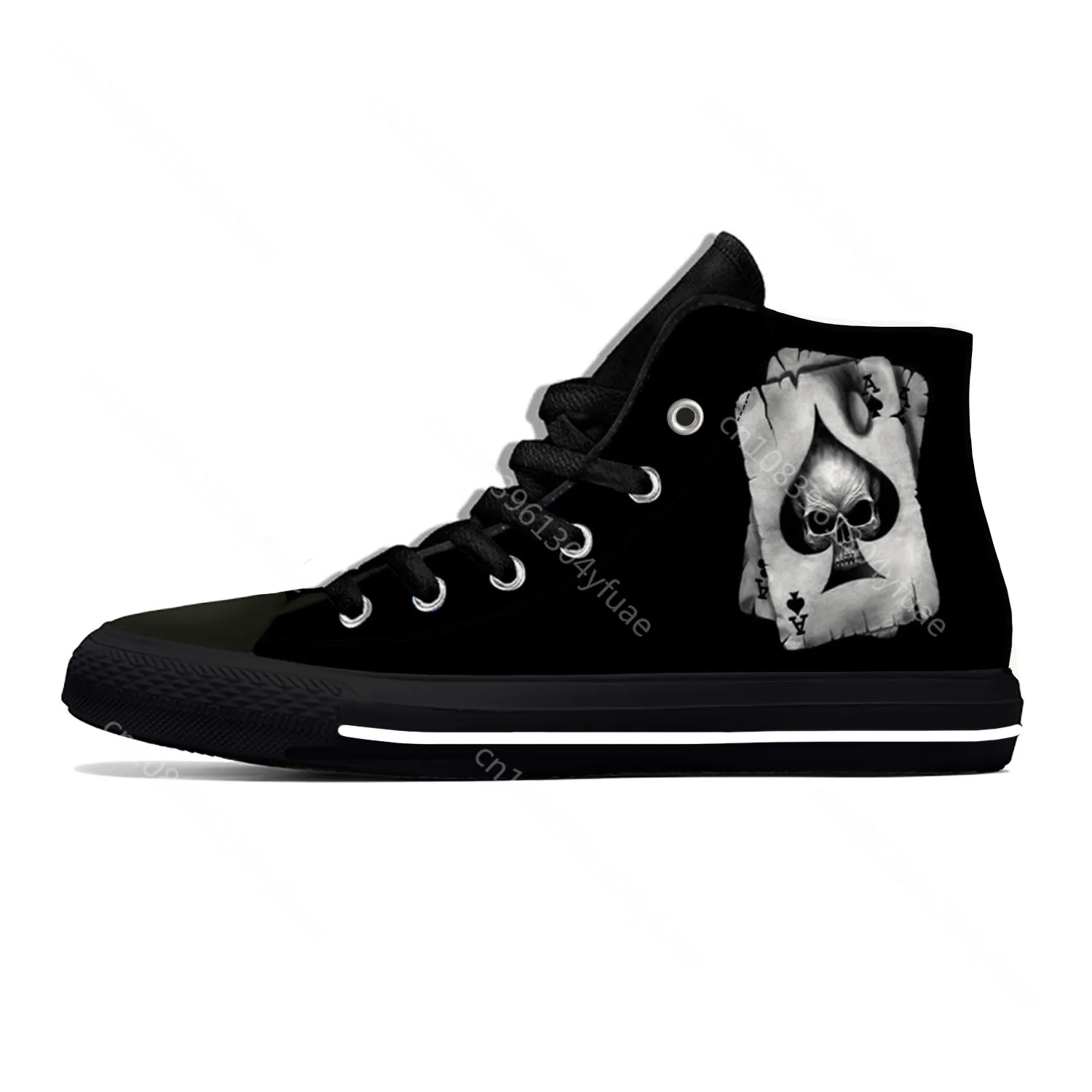 Hot Grim Reaper Death Skull Poker Skeleton Horror Casual Cloth Shoes High Top Lightweight Breathable 3D Print Men Women Sneakers 2