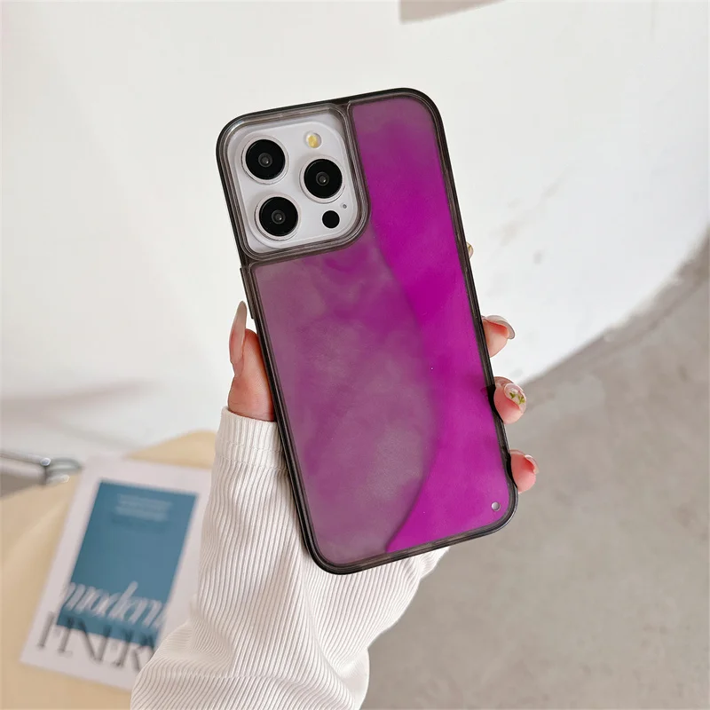 Luminous Dynamic Moving Sand Phone Case: Glow-in-the-Dark Liquid Glitter Quicksand Hard Cover