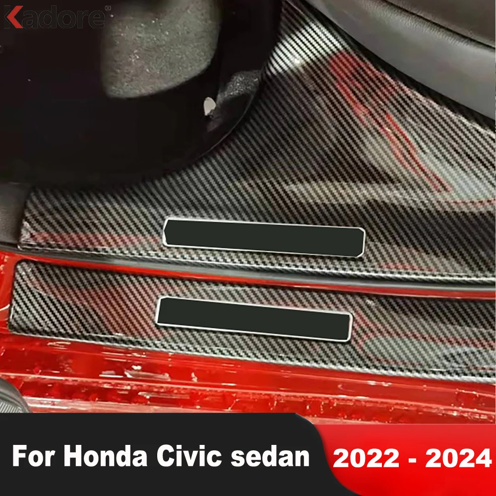 

Door Sill Scuff Plate Cover Trim For Honda Civic Sedan 2022 2023 2024 Stainless Car Welcome Pedal Protector Guard Accessories