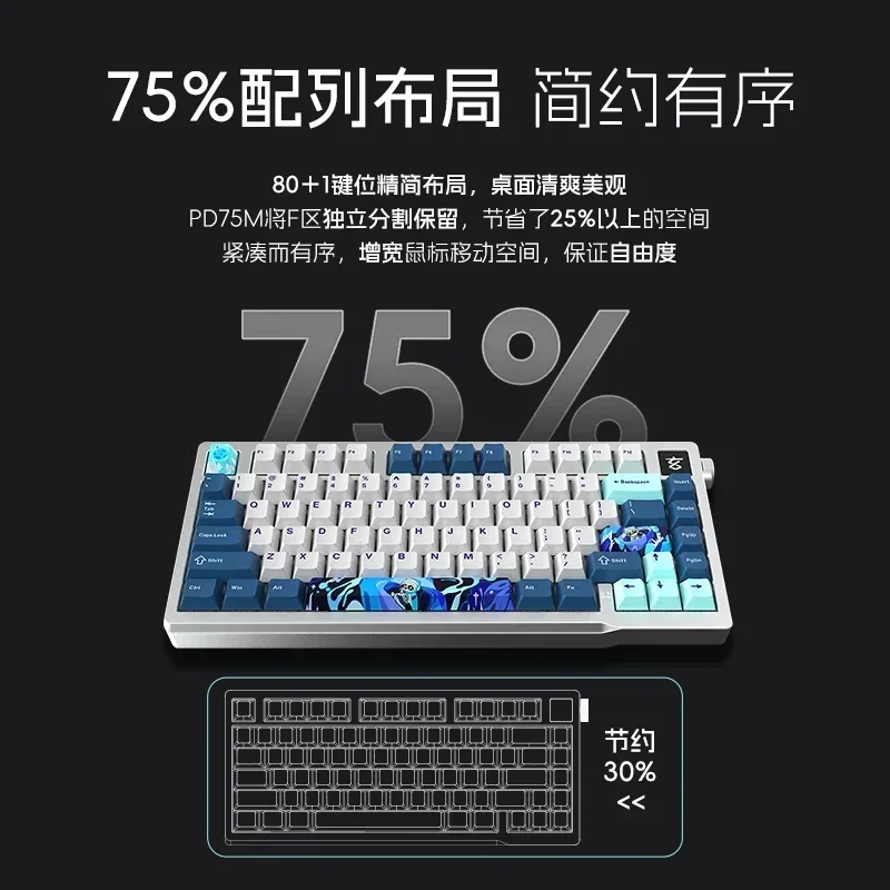 METAPHYUNI 기계식 키보드, PD75M -V2, 3 가지 모드, 2.4G, USB, 블루투스 무선 키보드, 80 키, 핫 스왑 RGB 라이트 게이머 키보드