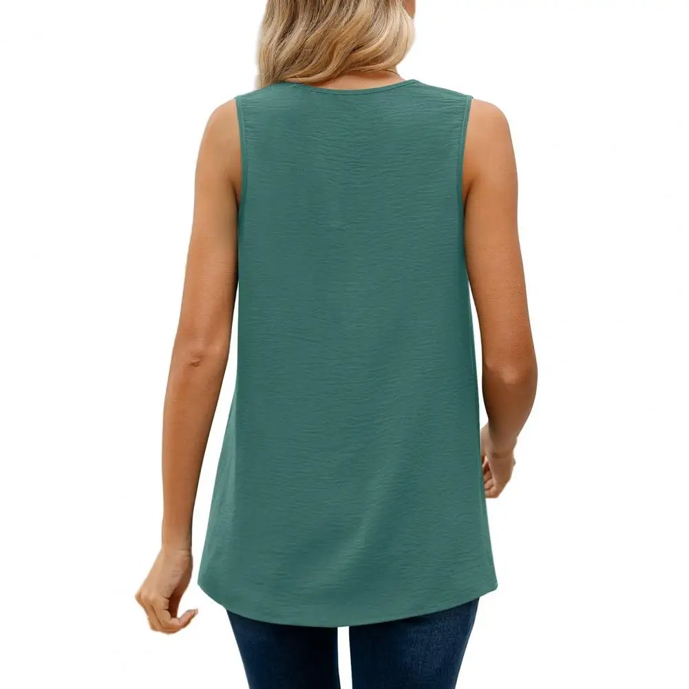 

Blouses for Women Fashion 2023 Top V-neck Loose Perfect Fitting Comfy Skin-touch Solid Color Sleeveless Design Lady Vest blusas