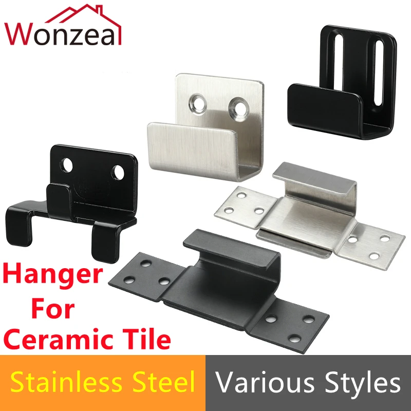 OnepieceCeramicTileHangerVariousBlackAndSilverStainlessSteelWallMountFlatBillboard