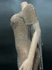Transparent Long Diamond Dark Brown Party Dress Birthday Luxury Costume Fancy Brilliant Dancer Wedding Dress Impressive Dress 2
