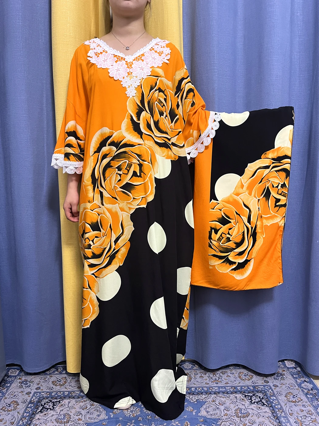 Muslim Abayas For Women Dubai 2023 Appliques Print Cotton Loose Fit Femme Robe Islam African Traditional Dresses With Turban