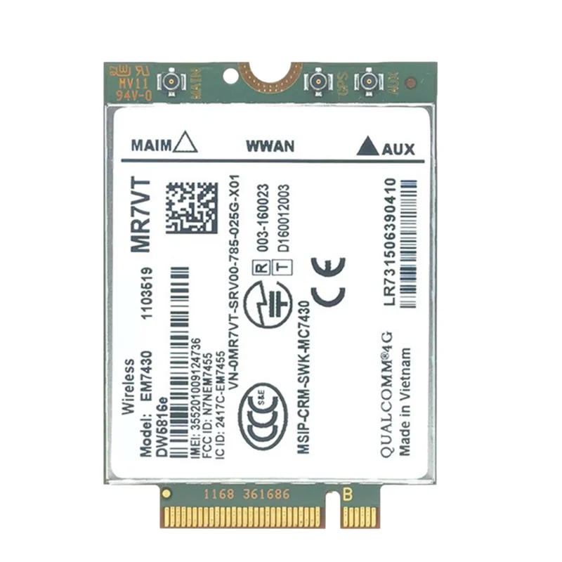 클래식-EM7430 WWAN 카드+ 3X 안테나 델 래티튜드/프리시전 노트북용 DW5816E CAT6 TEL 4G 모듈 M2 IoT WWAN USB 어댑터
