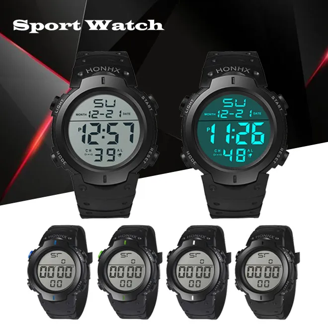 Led Electronic Clock Fashion Waterproof Men's Boy Lcd Digital Stopwatch Date Rubber Sport Wrist Watch reloj hombre High Quality Digital Watch Digital Wristwatch